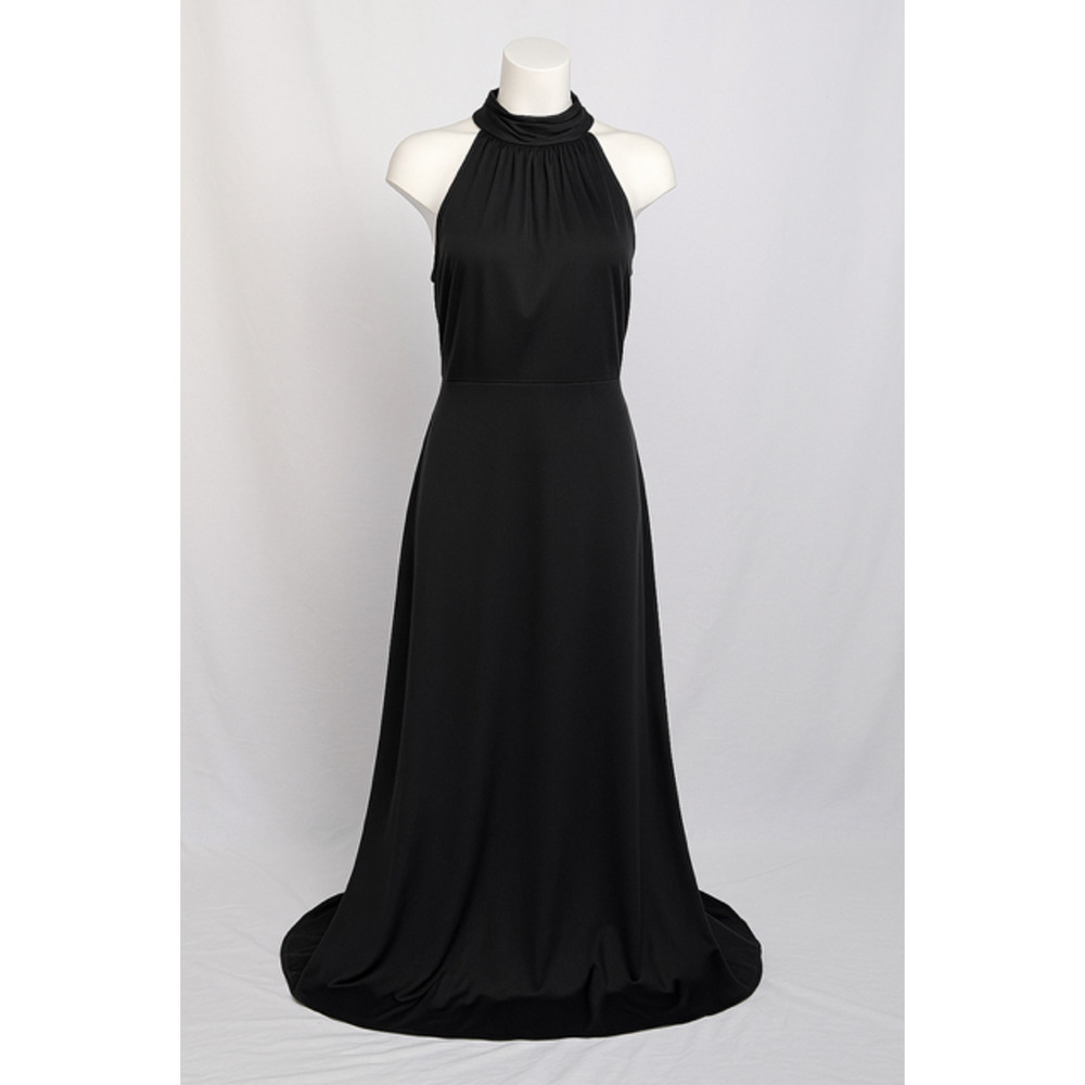 Kennedy Blue Women's Black Halter Maxi Evening Gown Formal Bridesmaid Size 6